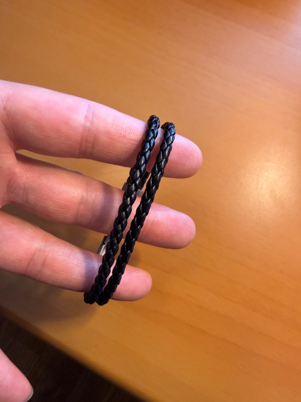 Black Braided Bracelet with Silver Clasp - Picture 3 of 3